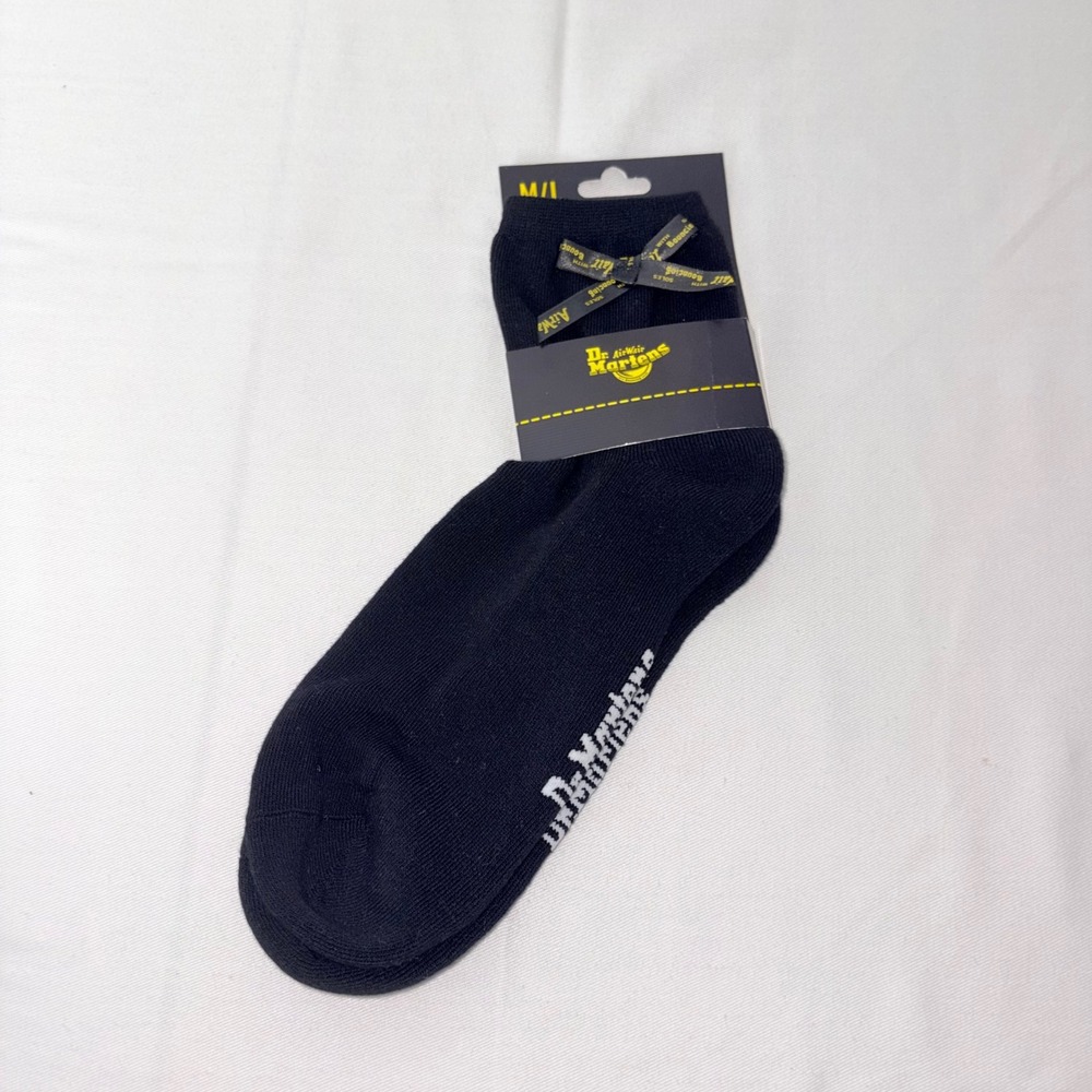 Dr Martens Bow Sock Black Cotton‎ Blend Medium Large EU 38-41 New